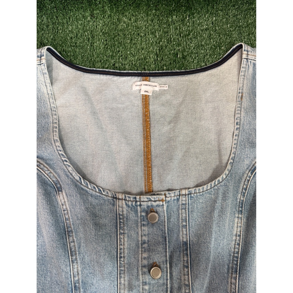 Good American Button Front Denim Midi Dress - Picture 4 of 6
